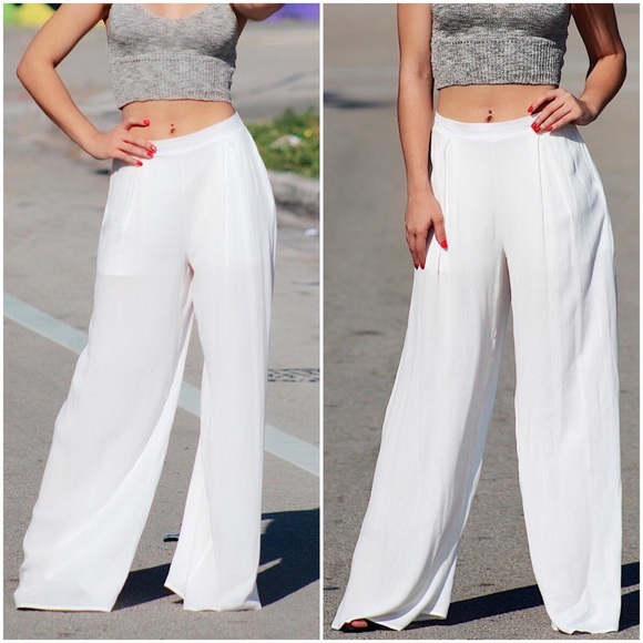 white high waisted beach pants